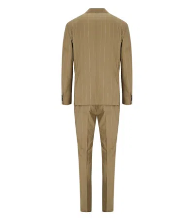 Manuel Ritz Beige Pinstripe Single-breasted Suit In Neutral