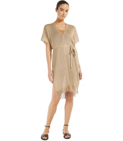 Max Mara Beachwear Donnola Gold Kimono In Neutral