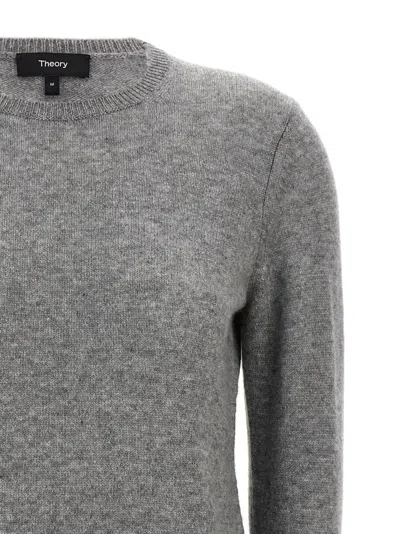 Theory Fitted Cashmere Sweater With Crew Neck In Gray