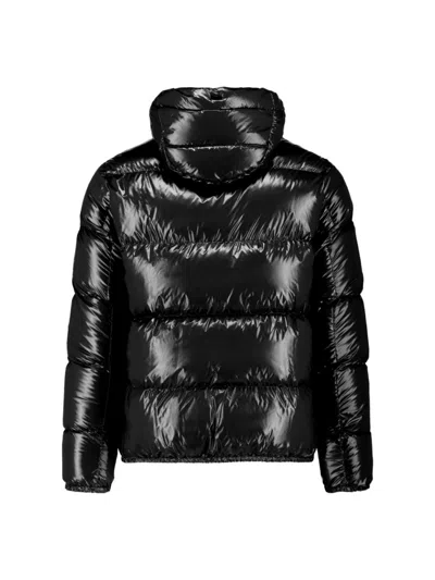 Herno Shiny Lacquer Bomber Jacket With Quilted Texture In Black