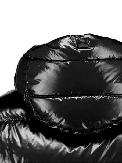 Herno Shiny Lacquer Bomber Jacket With Quilted Texture In Black