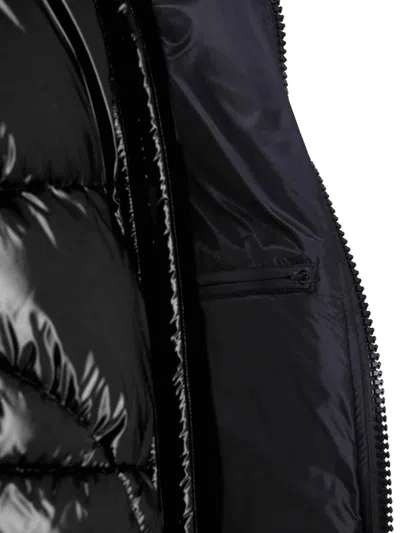 Herno Shiny Lacquer Bomber Jacket With Quilted Texture In Black