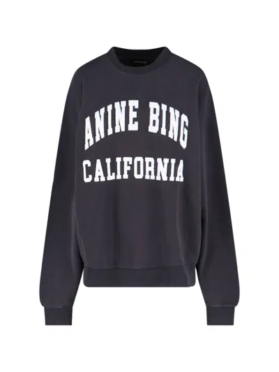 Anine Bing Miles Branded-print Sweatshirt In Black