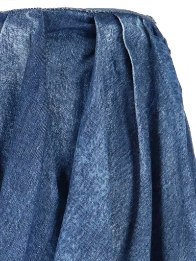 Diesel Draped Denim Mini Skirt With Raw Edges In Blue