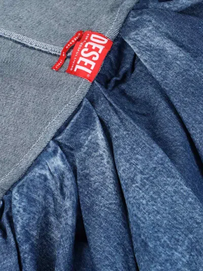 Diesel Draped Denim Mini Skirt With Raw Edges In Blue