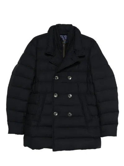 Herno Double-breasted Puffer Jacket With Quilted Texture In Black