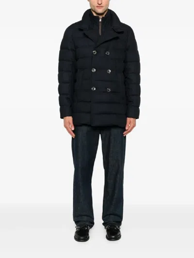 Herno Double-breasted Puffer Jacket With Quilted Texture In Black