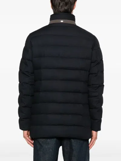 Herno Double-breasted Puffer Jacket With Quilted Texture In Black