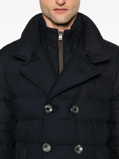 Herno Double-breasted Puffer Jacket With Quilted Texture In Black