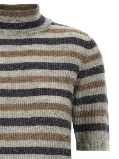 Brunello Cucinelli Lurex Wool Cropped Sweater Sweaters And Cardigans Multicolor In Multi