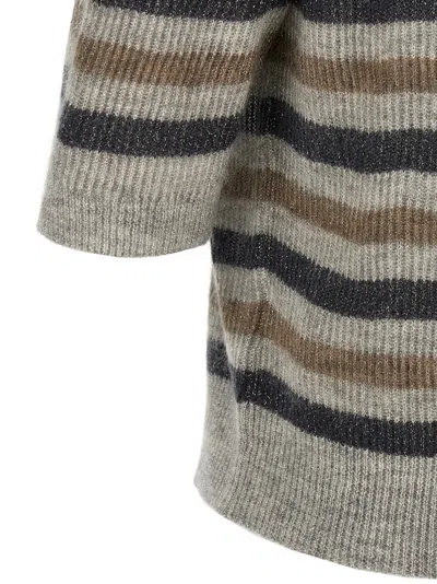Brunello Cucinelli Lurex Wool Cropped Sweater Sweaters And Cardigans Multicolor In Multi