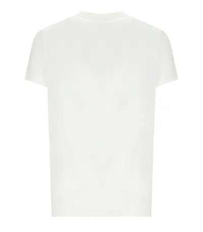 Elisabetta Franchi Asymmetric Neckline T-shirt With Gold Brooch Accents