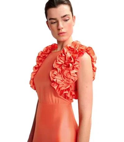 Essentiel Antwerp Hexico Coral Midi Dress In Orange