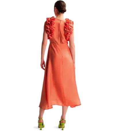 Essentiel Antwerp Hexico Coral Midi Dress In Orange