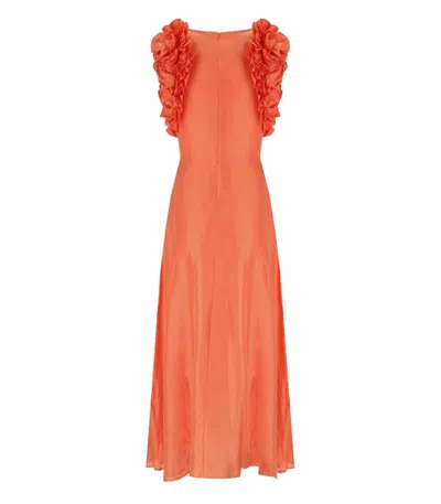Essentiel Antwerp Hexico Coral Midi Dress In Orange