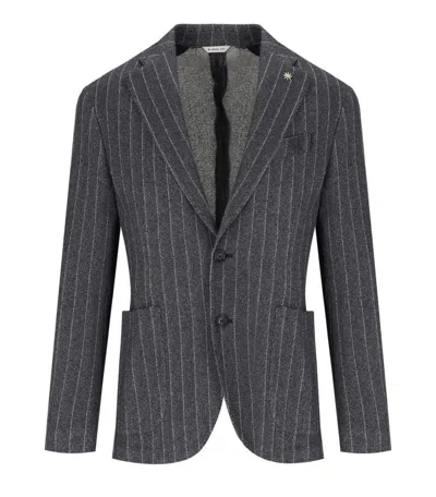 Manuel Ritz Blue Pinstripe Jacket In Blue