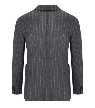 Manuel Ritz Blue Pinstripe Jacket In Blue