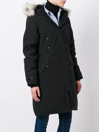 Shop Canada Goose Buttoned Zipped Parka Coat - Black
