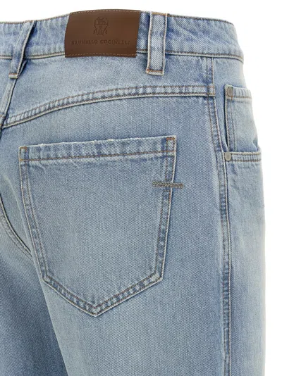 Brunello Cucinelli Logo Patch Straight Leg Jeans For Women In Blue