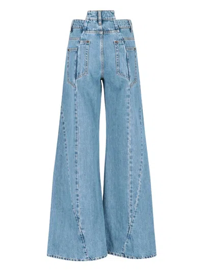 Maison Margiela High-waisted Cut-out Jeans With Wide Leg Silhouette In Blue