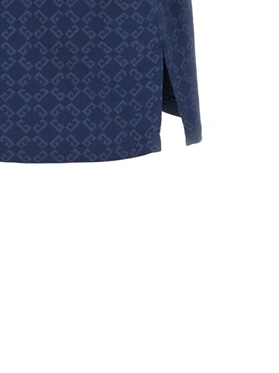 Givenchy Mens Monogram-print Relaxed-fit Cotton-blend Shirt Grey Blue