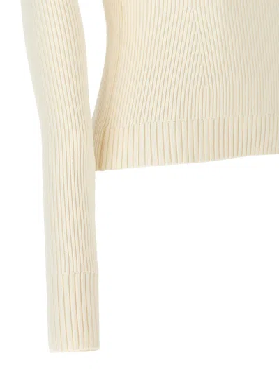 Magda Butrym Ribbed Viscose Blend Sweater In Neutral