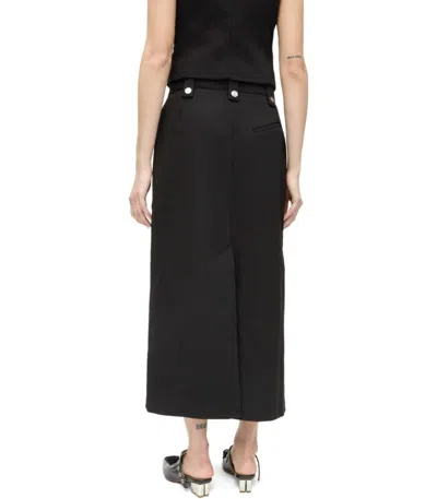 Ganni Zip-up Crepe Midi Skirt In Black
