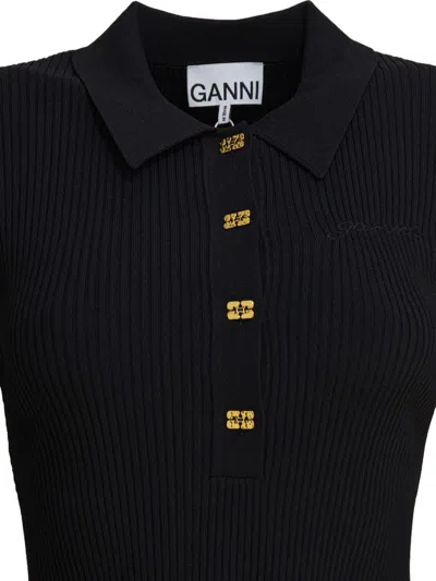 Ganni Flared Dress In Black