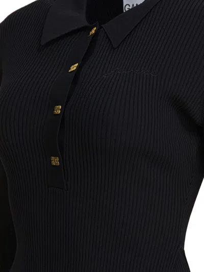 Ganni Flared Dress In Black