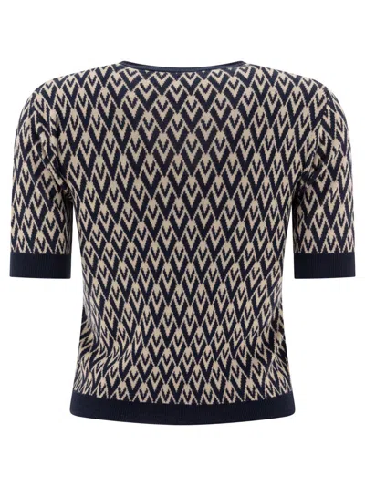 Valentino Garavani Toute La V Jacquard Virgin Wool Sweater In Blue