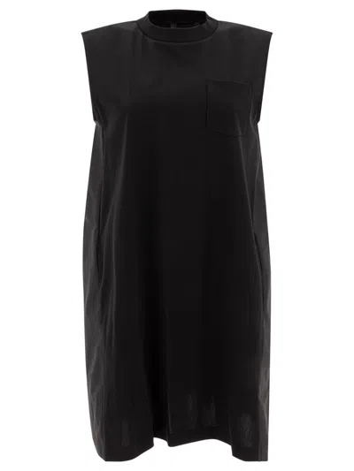 Sacai Cotton Dress Dresses Black In Black