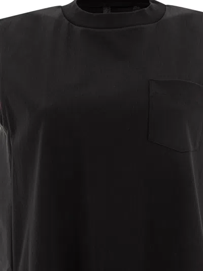 Sacai Cotton Dress Dresses Black In Black