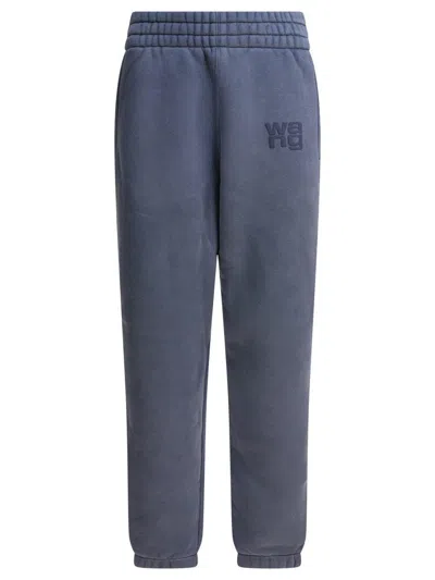 Alexander Wang Essential Terry Classic Sweatpant Puff Paint Logo Trousers Blue In Blue