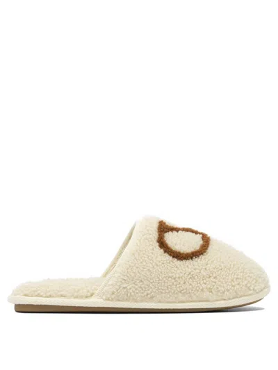 Valentino Logo-embroidered Slippers In White