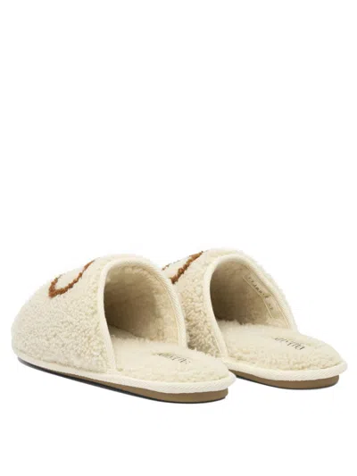 Valentino Logo-embroidered Slippers In White