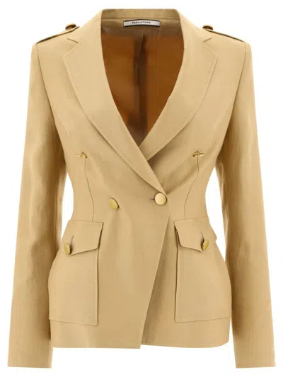 Tagliatore Darlene Double-breasted Linen Blazer In Neutral