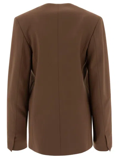 Loulou Studio Donau Double Breast Wool Blazer In Brown