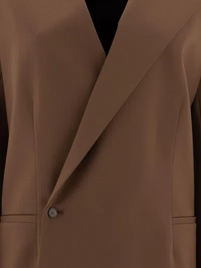 Loulou Studio Donau Double Breast Wool Blazer In Brown