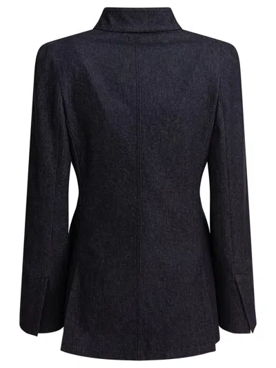 Max Mara Midnight Blue Jacket In Cotton Denim Effect In Blue
