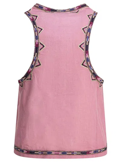 Isabel Marant Embroidered Sleeveless Tank Top In Pink