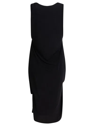 Jacquemus Draped Sleeveless Peplum Dress With Asymmetrical Hem In Black