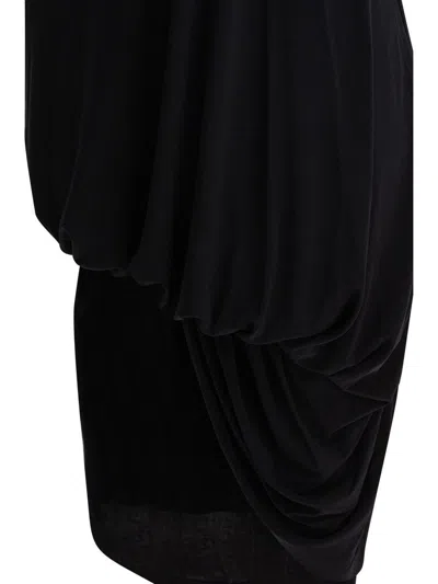 Jacquemus Draped Sleeveless Peplum Dress With Asymmetrical Hem In Black