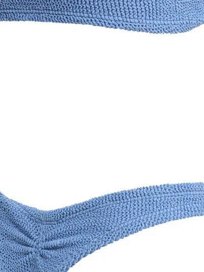 Hunza G Bandeau Top High-cut Bottoms Textured Fabric In Blue