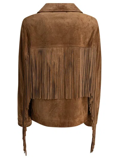 Golden Goose Women Tobacco Suede Fringe Jacket In Brown