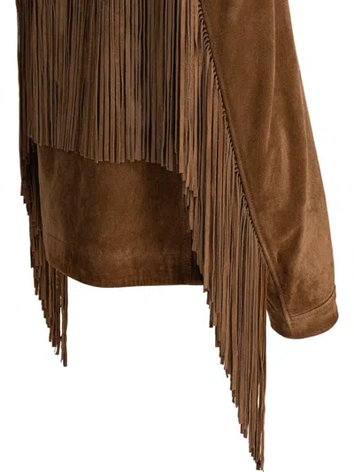Golden Goose Women Tobacco Suede Fringe Jacket In Brown