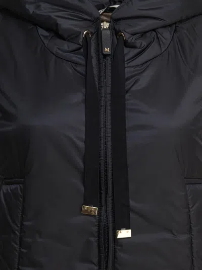 Max Mara The Cube Women Black Greengo Padded Hooded Vest In Blue