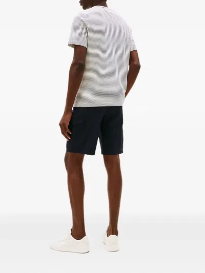 Tommy Hilfiger Ivory And Blue Stripes T-shirt With Logo. In Black