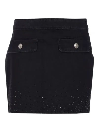 Liu •jo Embellished-crystal Pocket Mini Skirt In Black