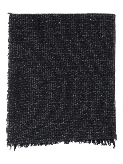 Faliero Sarti Elisa Cashmere Blend Scarf With Sequins In Black