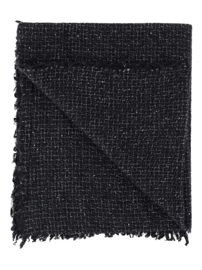 Faliero Sarti Elisa Cashmere Blend Scarf With Sequins In Black
